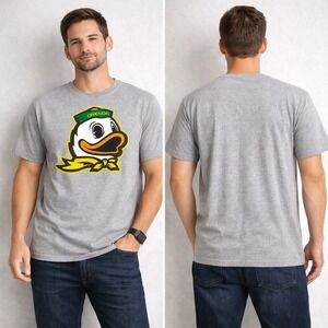 Captivating Oregon Ducks Large Gray Graphic T-Shirt NCAA College Mascot Tee